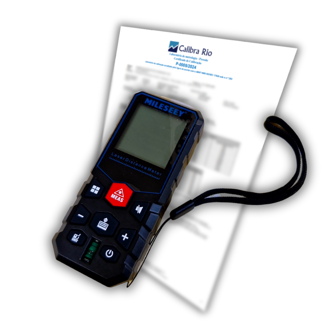 Trena digital a laser Mileseey X5 de 40 m com Certificado de Calibração Rastreável