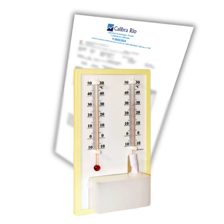 Termo-Higrômetro Incoterm de -10°C à +50°C Bulbo Seco e Úmido com Certificado de Calibração com Selo de Acreditação RBC