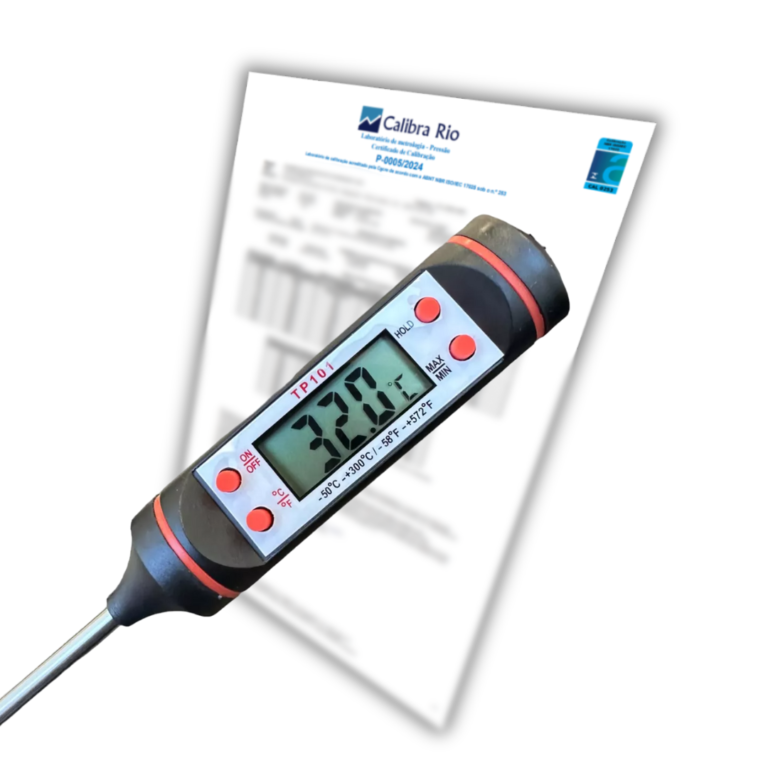 Termômetro Tipo Espeto Digital de -50ºC a +300ºC com Certificado de Calibração com Selo de Acreditação (RBC)